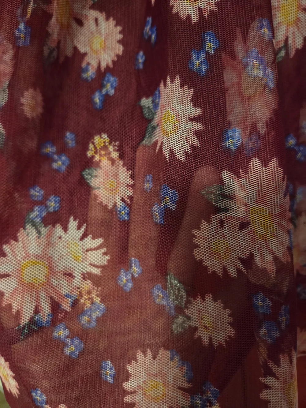 Denim Top Floral Skirt Girls' Dress - Burgundy Floral